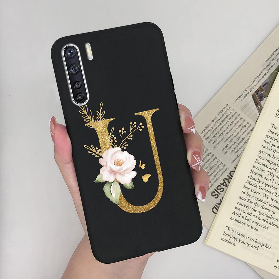For OPPO A91 F15 Reno3 Phone Case Couple A-Z 26Letter Anti Drop Soft Silicone Matte Back Cover For OPPO A 91 F 15 Reno 3 Bumper