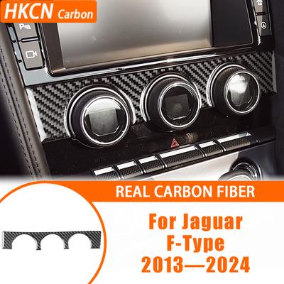 Carbon Fiber Car Accessories Console Air Conditioner AC Knob Panel Cover Trim Sticker Modification For Jaguar F-Type 2013—2024