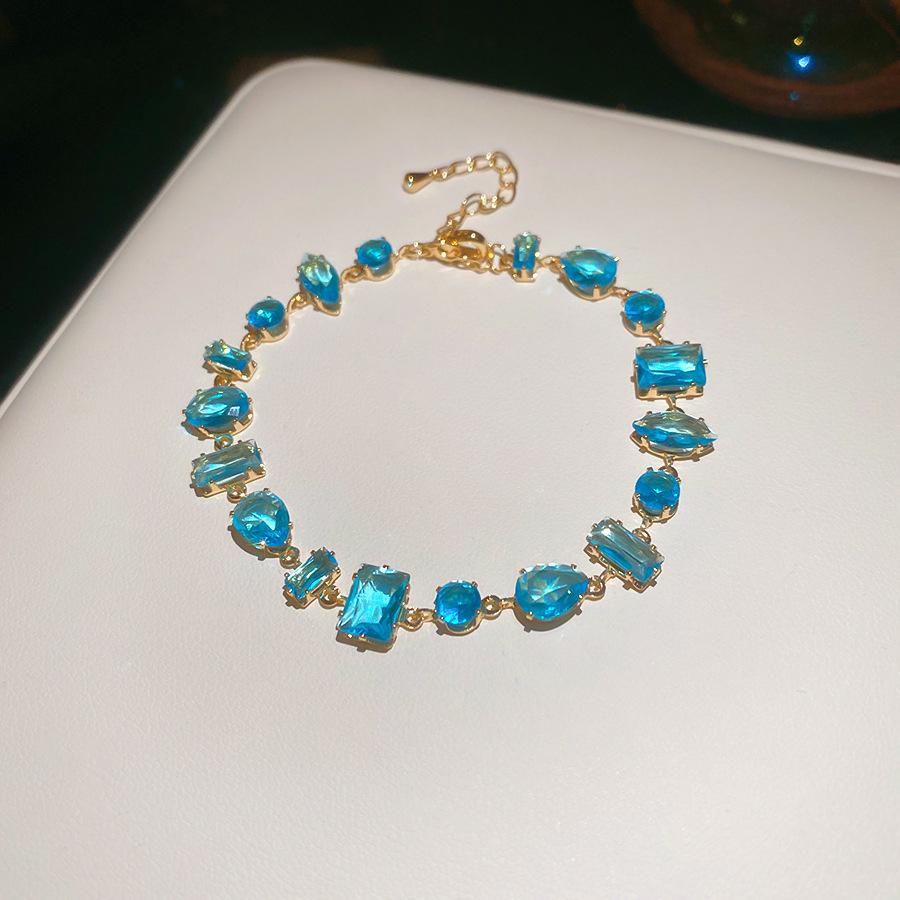 Europe and the United States Hot-selling Color Oval Love Zircon Bracelet Light Luxury Bracelet Personalized Jewelry Women