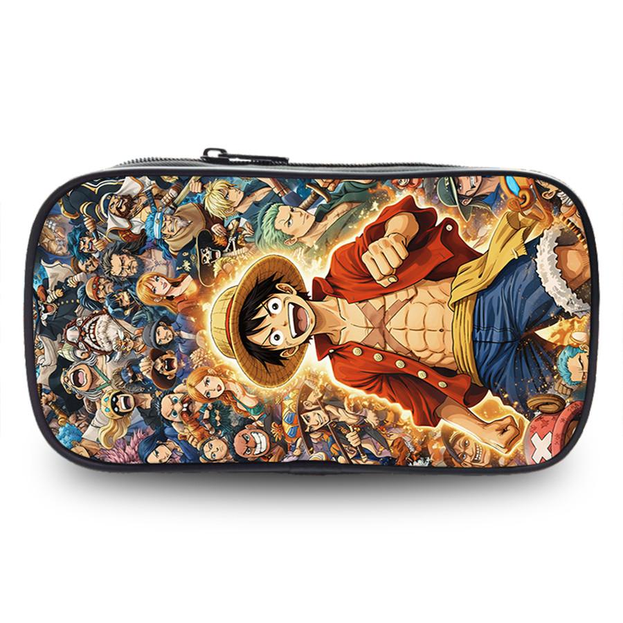 One Piece Anime Double Layer Pencil Case, Large Capacity Durable Stationery Bag Lightweight Unisex Pen Pouch for Boys Girls 6-10