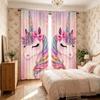 2PCS Digital Printed Curtains, Magic Hair Unicorn Fantasy Rainbow Kids, Window Curtains for Living Room Bedroom Home Decoration
