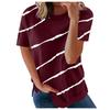 Women's Casual Fashion Short Sleeve Striped Printed Round Neck Pullover T-shirts