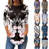 Womens T Shirts 3/4 Sleeve Shirts Color Pullover Summer Spring Tops Blouses