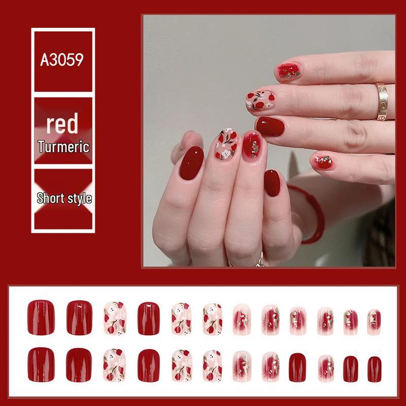 

Красные тюльпаны – Носимые типсы для ногтей – Короткие, съемные наклейки для нейл-арта для праздничного новогоднего образа