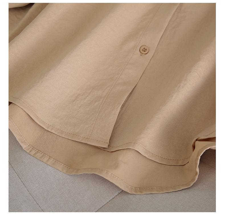 Spring Korean Style White Long Sleeve Slimming Shirt for Plus Size Women