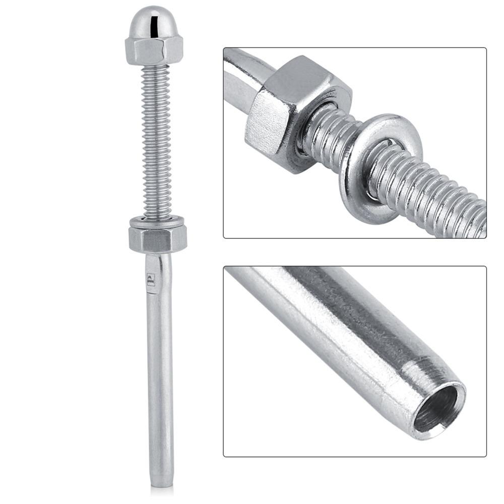 10pcs Silver Threaded Stud Ends Stainless Steel Cable Connector Cable Tensioner  Staircase Railing