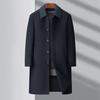 Men's Mid-Length Wool Coat with Detachable Mink Fur Liner and Lapel