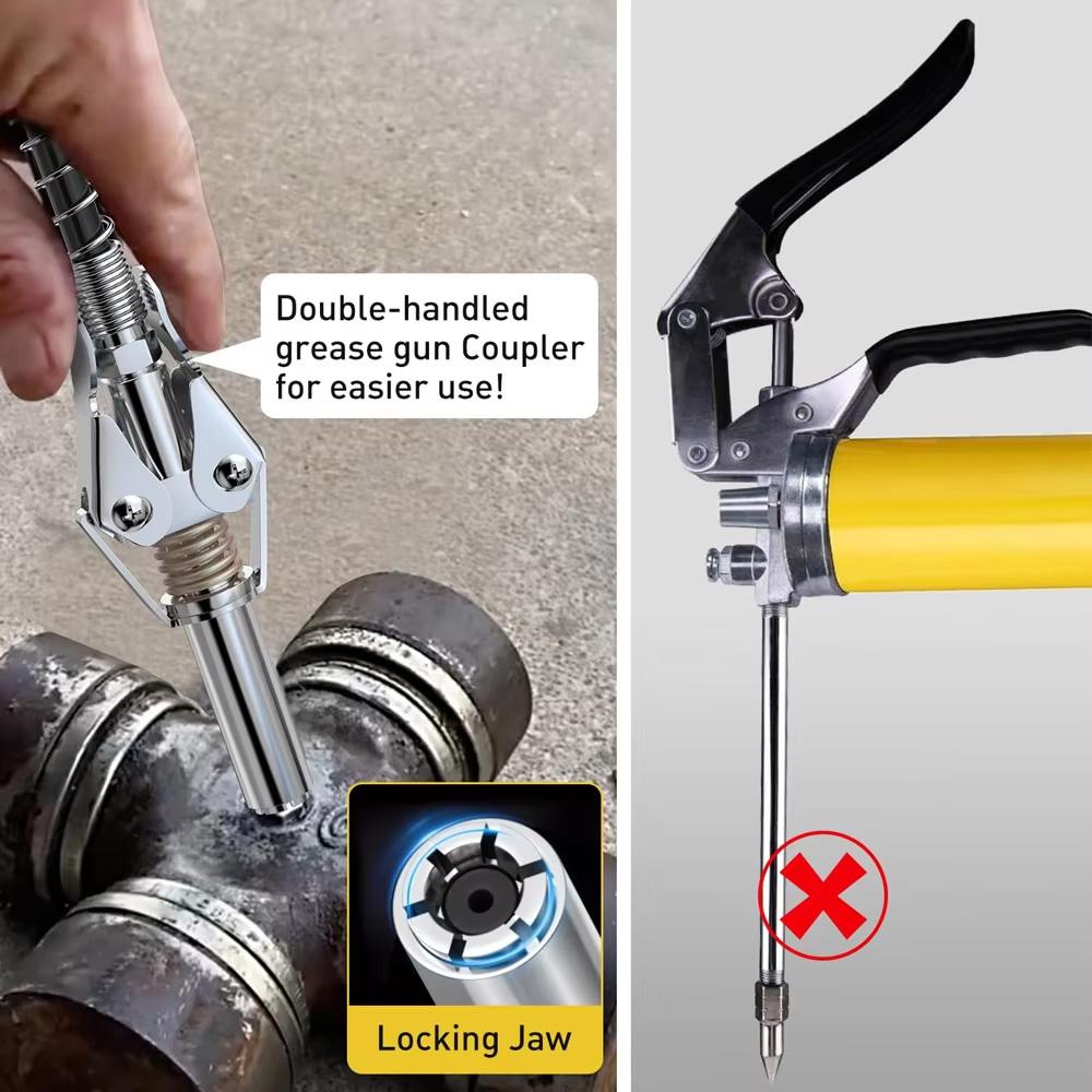 6000PSI-7000PSI Manual Grip Grease Gun Alloy Quick Release Grease Gun Set Manual 400CC Grip Grease Gun with Flexible Hose