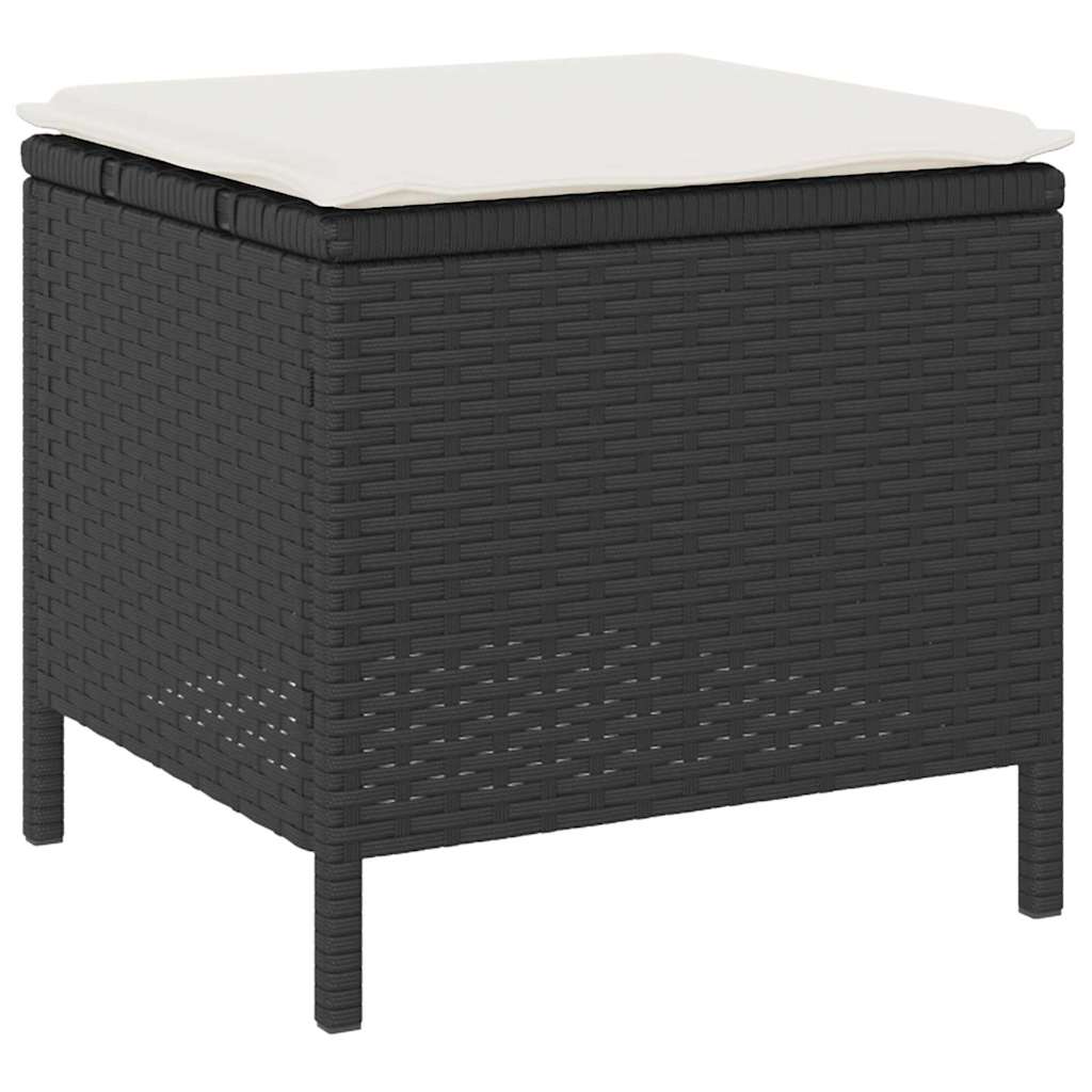Garden Dining Set Black Poly Rattan