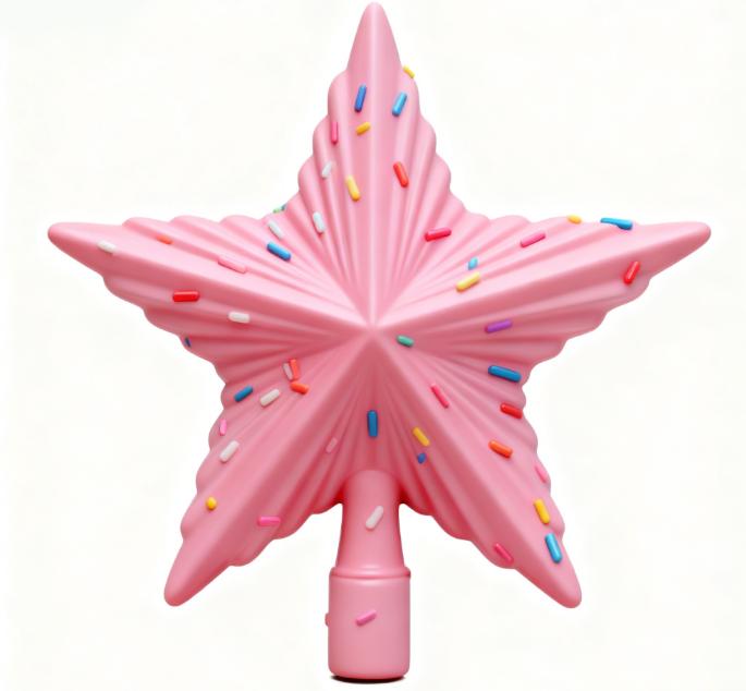 Weihnachtsbaum aus Kunststoff, 5-Punkt-Stern Ornament in Rosa & Weiß für festliche Heimdekoration, Leichtgewicht 20,5 x 19,5 cm