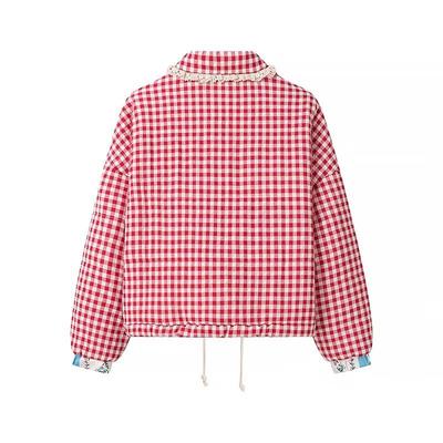 Neue Herbstmodelle, Damenbekleidung, Winddesign, modisch und vielseitig, lässiger Stil karierte Baumwolljacke