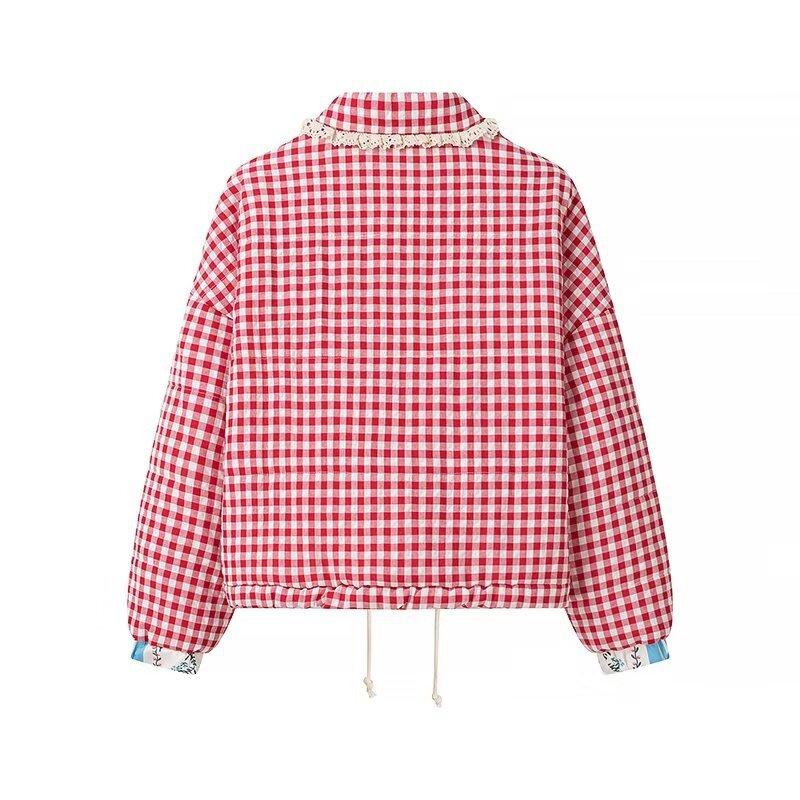 New autumn models, women's clothing, wind design, fashionable and versatile, casual style plaid cotton-padded jacket