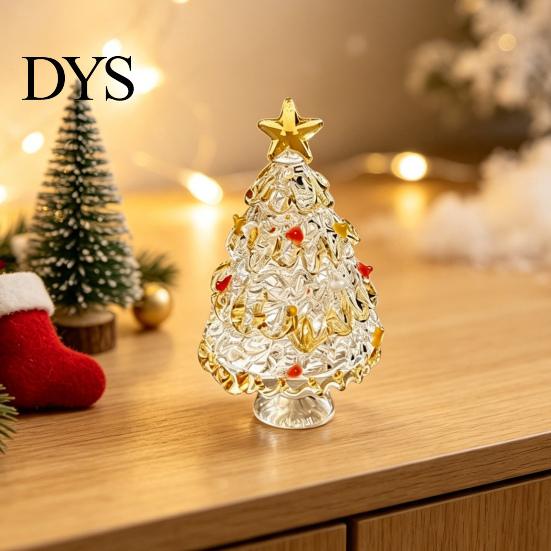 Glass Ornaments for Winter Decor Glazed Christmas Tree Figurine, Pulled Wire Desk Decor, Festive Table Centerpieces Holidays Mini Holiday Tabletop