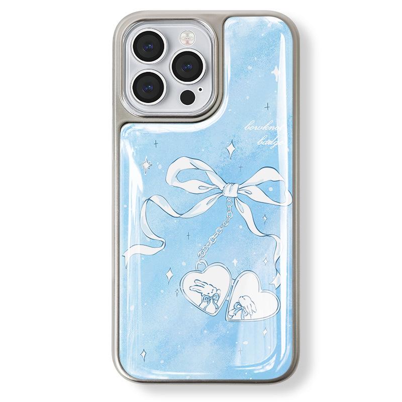 Electroplated Silver Edge Drip Glue Case for iPhone 13/14/15 Pro Max & Huawei P70 Pro