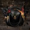 Tricorn Hat with Feathers Distressed Leather Weathered Vintage for