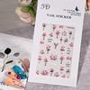 1sheet 5D Embossed Butterfly Nail Art Stickers Purple Butterflies/Floral Nail Art Decals Self-Adhesive Rose Flower Manicure Diy
