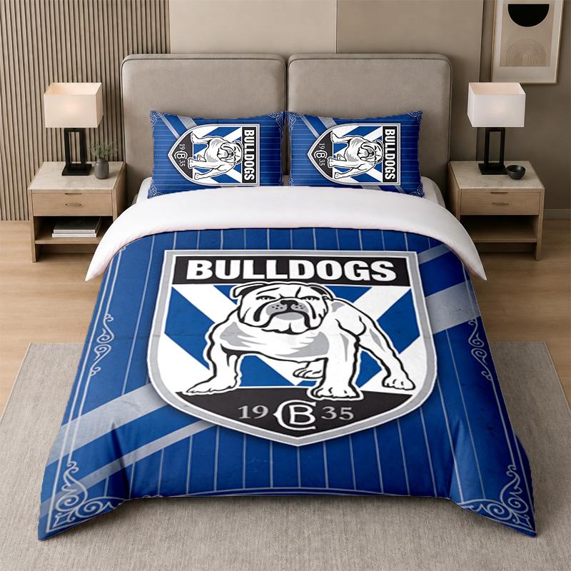 3Pcs Bedding SetCanterbury-Bankstown Bulldogs Soft Bed Sheet and Two Pillowcases Home Bedroom Decor