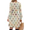 Ladies' Printed Casual And Fashionable V-neck Long Sleeved Mid Length Dress