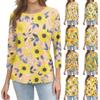 T-shirt da donna stampata allentata con maniche a 3/4, girocollo, moda casual, alla moda