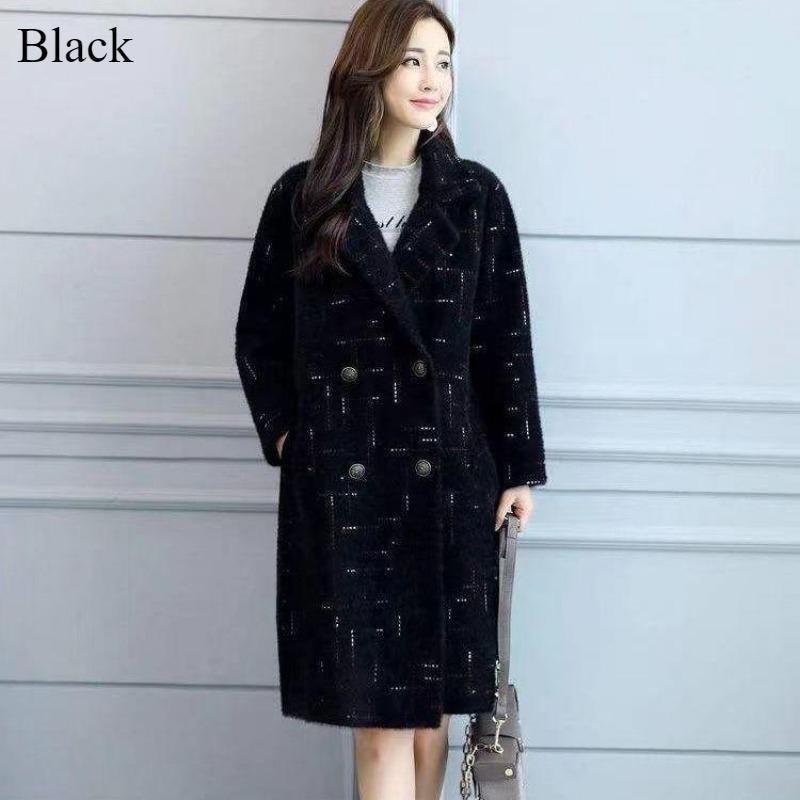 

Пальто Lazy Coat Женское Средней Длины Модная Одежда Зимний Теплый Свободный и Толстый Кардиган Темперамент Повседневный Тонкий Верхний Пальто Uniform size чёрный