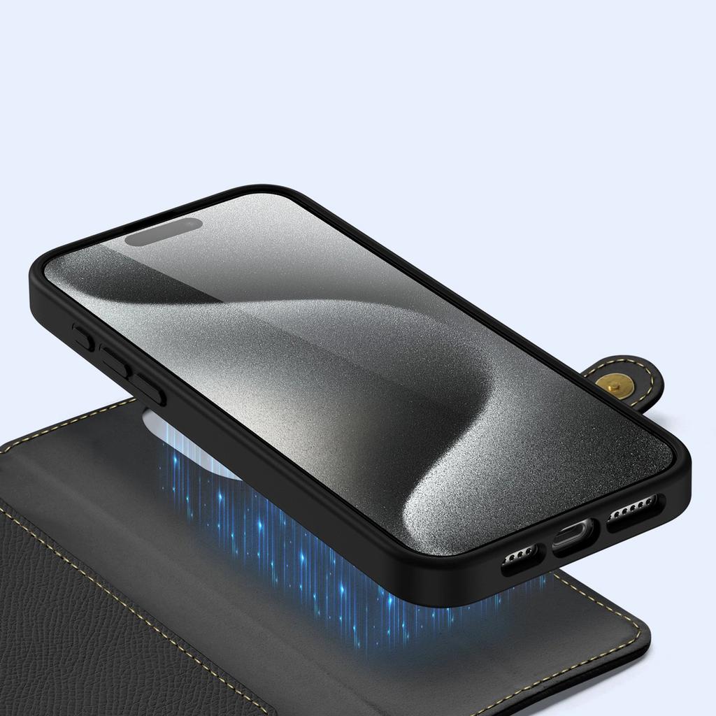 Etui Skórzane Dux Ducis Lawa Na Iphone 15 Pro - Czarne