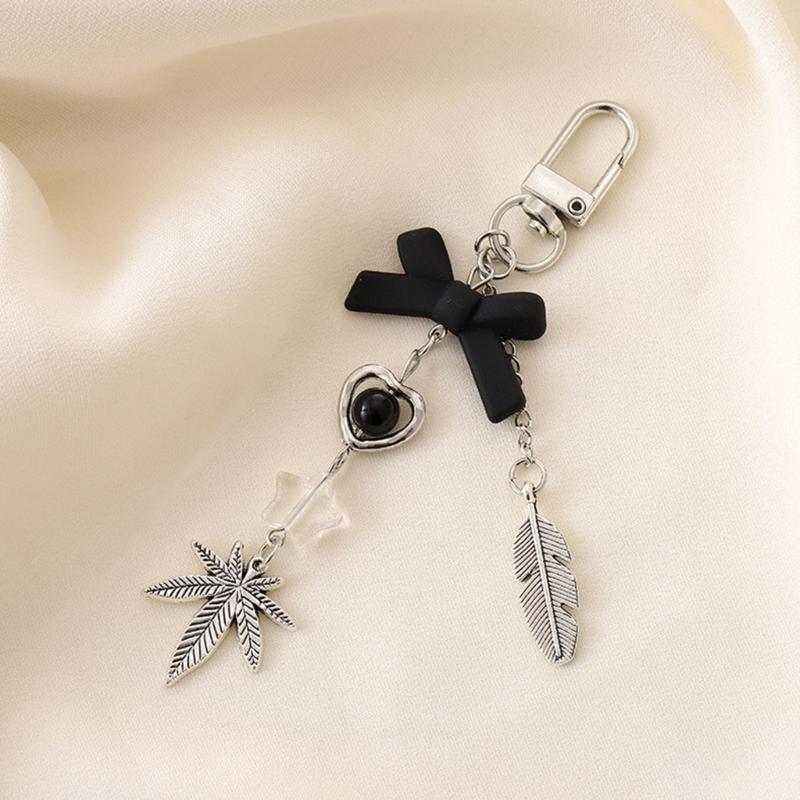Fashion Heart Bowknot Keychain Pendant Sweet Cute Hanging Decorations Car Keyring Charm for Purse Bag Backpack Handbag