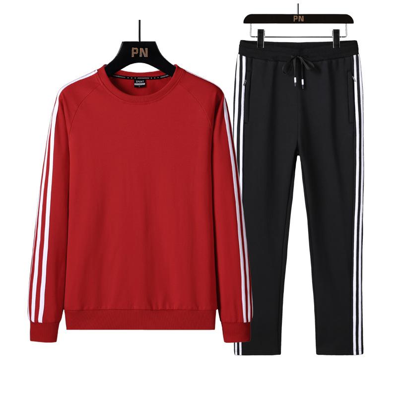 

Хлопковый костюм мужской осенне-зимний повседневный спортивный свободный свитер и брюки из двух предметов 8XL