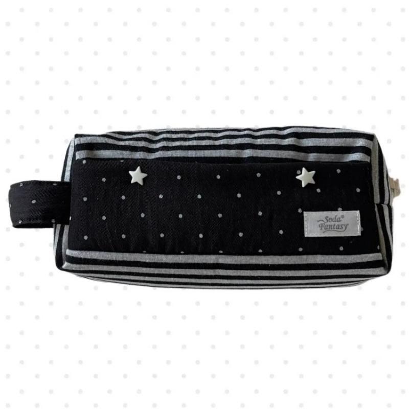 Trousers Casual Aestehtic cu Buline și Carouri Toc de Creioane Textură Albă Geantă de Pixuri Patchwork Creativ Suport de Pixuri Drăguț pentru Elevi Cutie de Rechizite