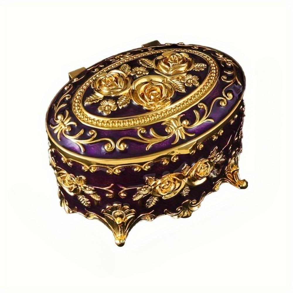 

Элегантная шкатулка для украшений из розовой эмали, серьги, кольца, ожерелья, органайзеры для хранения металла, декоративные винтажные витрины для дома фиолетовый
