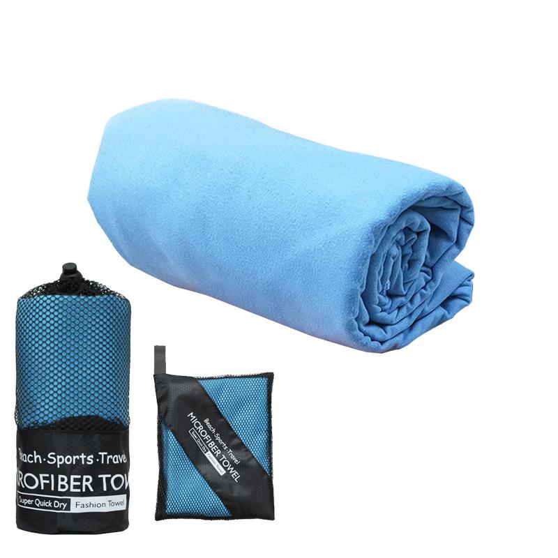Beach towel ultra-fine fiber double-sided plush solid color perfect for swimming fitness quick drying after use 80*40 ± 2 cm (OPP packaging) синий