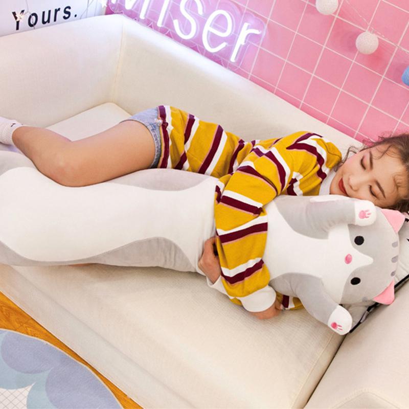 50-130Cm Long Cat Plush Toys Cute Animal Cat Creative Long Soft Toys Office Break Nap Sleeping Pillow Stuffed Gift Doll For Kids