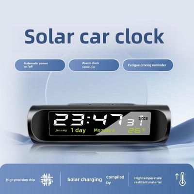 Auto Solaruhr mit Anti-Müdigkeits-Alarm, Sprachansage, Thermometer und intelligenter LED-Beleuchtung