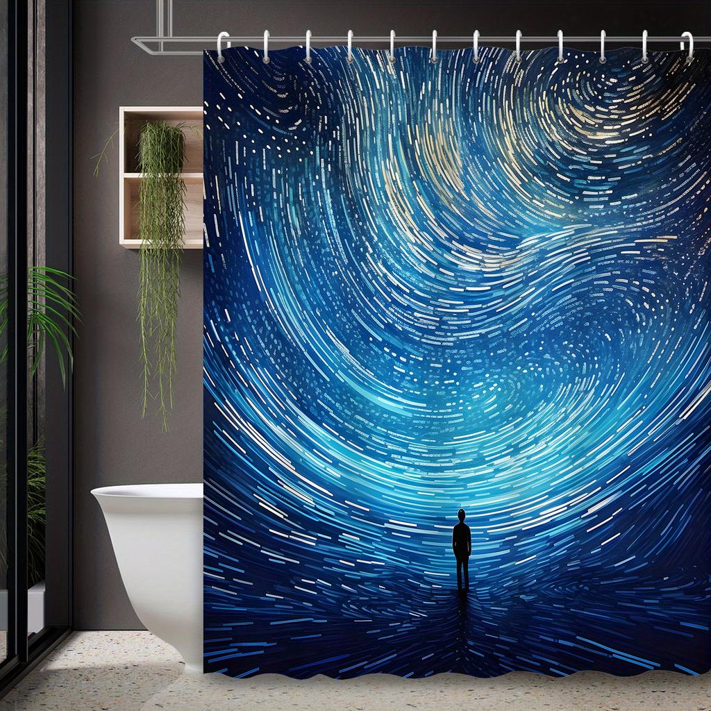 Starry Night Sky Waterproof Shower Curtain For Modern Bathroom Decor, Stylish And Durable, Perfect For Home Use