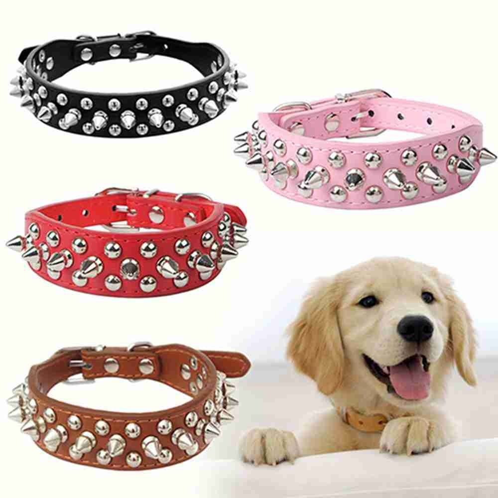 Anti-Biss Stachelhalsband für Haustiere Hundehalsband PU-Leder Nieten Pet Collar Für Kleinen Hund Katze