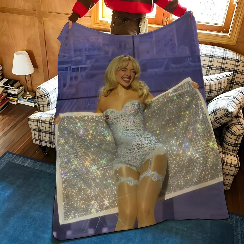 Music S-Sabrina C-Carpenter Throw Flannel Blanket Suitable for Sofas Beds Offices Travel, Camping Chairs