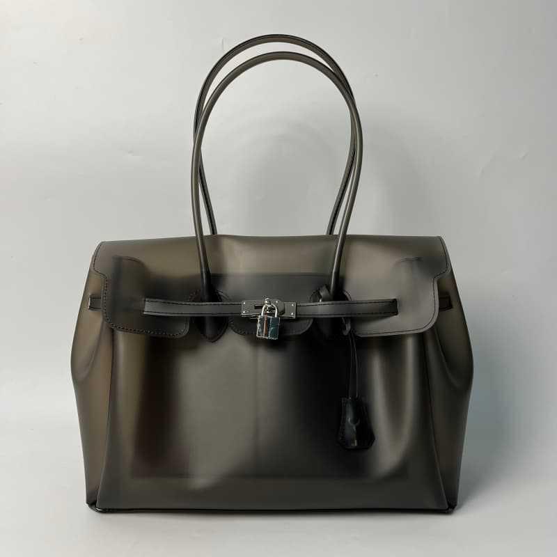 2026 Women's Waterproof TPU Jelly Handbag - Fashionable Lock Buckle Tote for Beach & Everyday Use