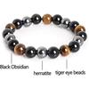 Festive Gifts Tiger Eye Black Onyx Hematite Beaded Bracelet Set Natural Fashion Jewelry For Men Women Daily Wear Gift