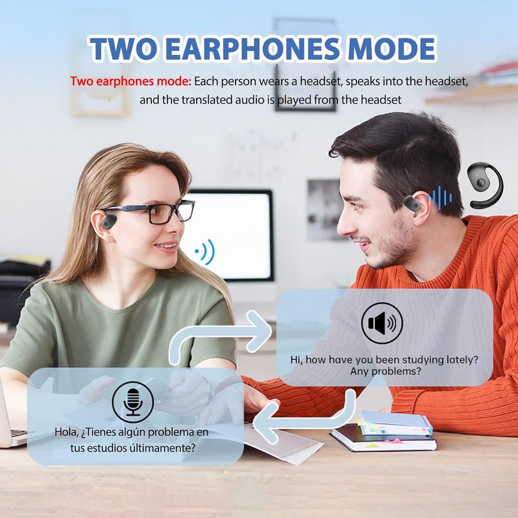 AI Language Translator Earbuds AI Headphones Live Language Translation Earbuds Real Time for iPhone Android Open Ear Buds Headphones Wireless