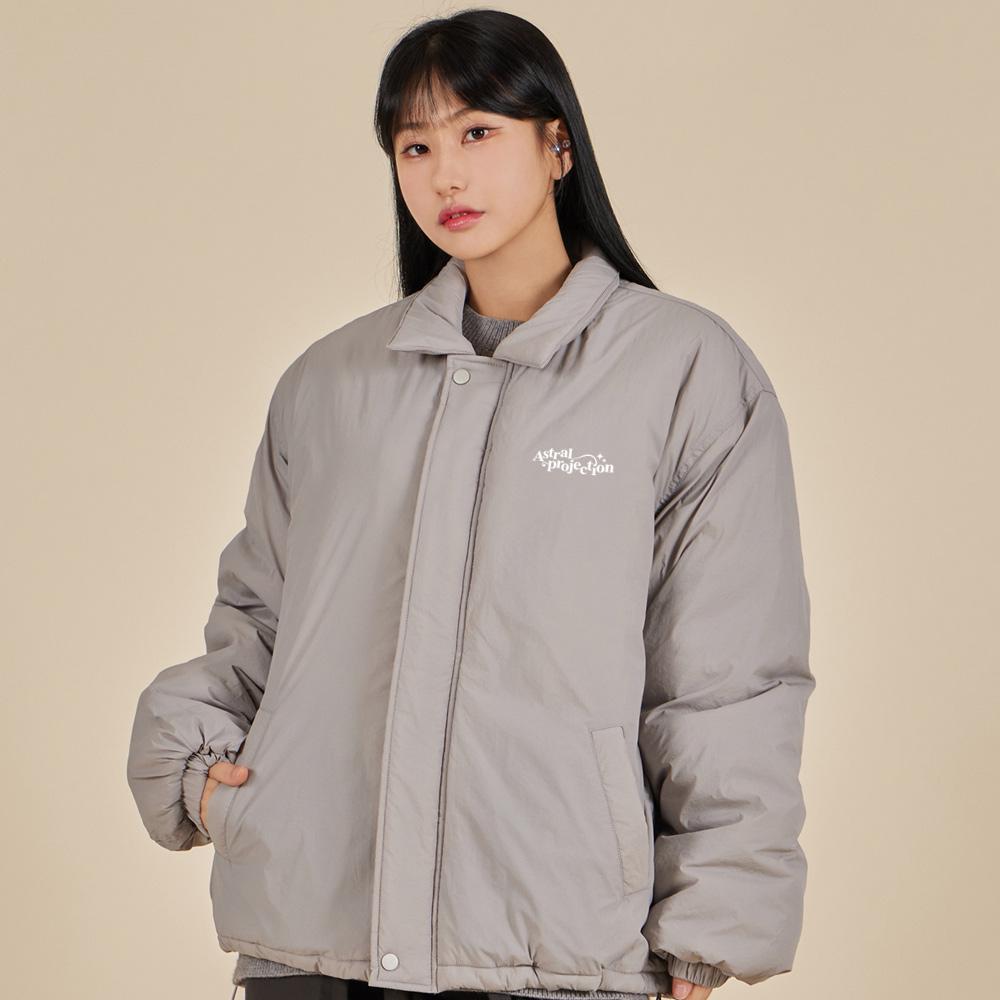Astral Projection Magic Lettering Logo Stand Collar Padded Jacket_Gray