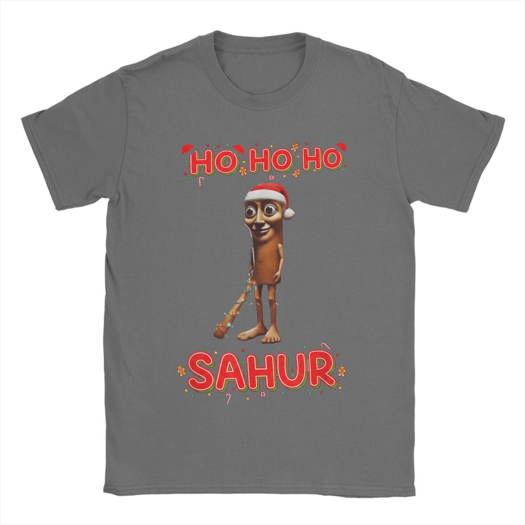 Men T-Shirts Christmas Italian BRAINROT HO HO HO Creative Pure Cotton Tee Shirt Short Sleeve  T Shirts O Neck Clothes Plus Size