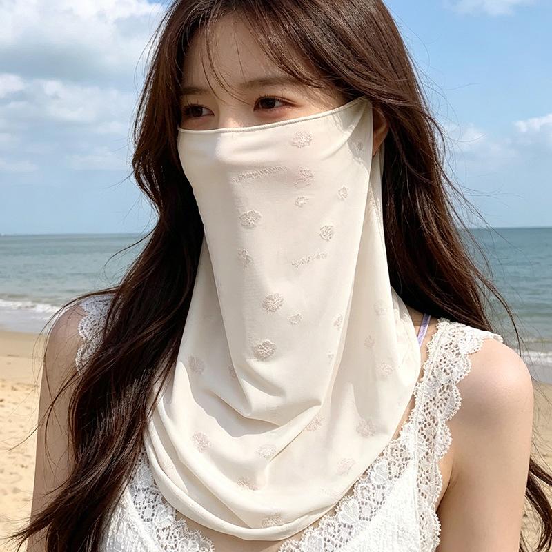 Sweet Floral Print Sun Protection Face Cover for Women (Spring/Summer) – Cycling Neck and Face Cover Breathable UV Protection Sun-Blocking Veil Mask