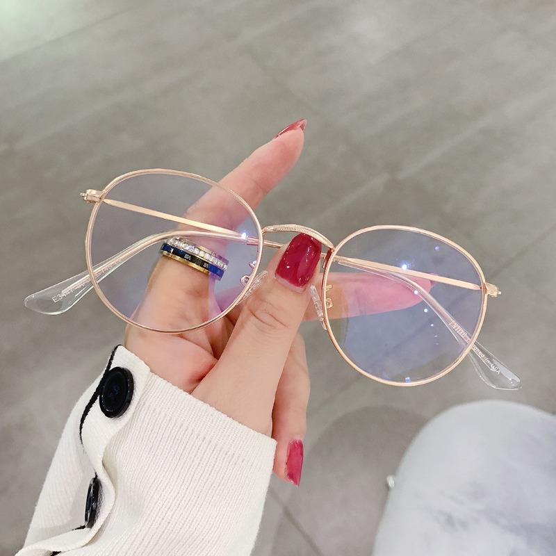 Vintage Round Glasses Clear Lens Fashion Gold Metal Frame Eyewear Optical Men Women Eyeglass Frame Fake Glasses