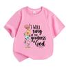 Kids Boys Girls 100% Cotton Crew Neck Short Sleeve T-Shirt, I Will Sing of The Goodness God Psalm 101 Cute Stacked Birds Print Casual Summer Tee Tops