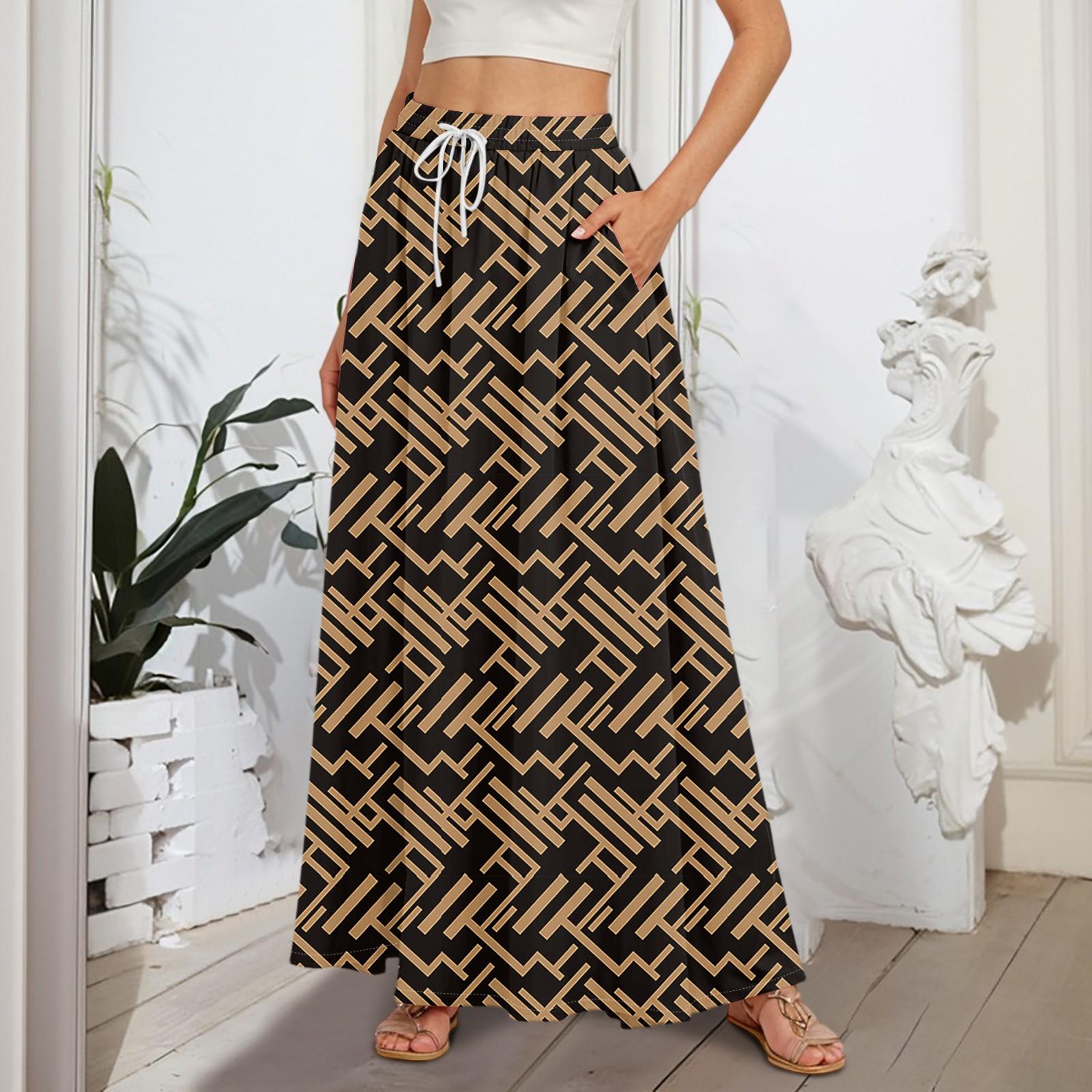 

Женские струящиеся расклешенные юбки-макси с оборками и эластичным поясом, элегантные многослойные длинные юбки в стиле бохо XL коричневый