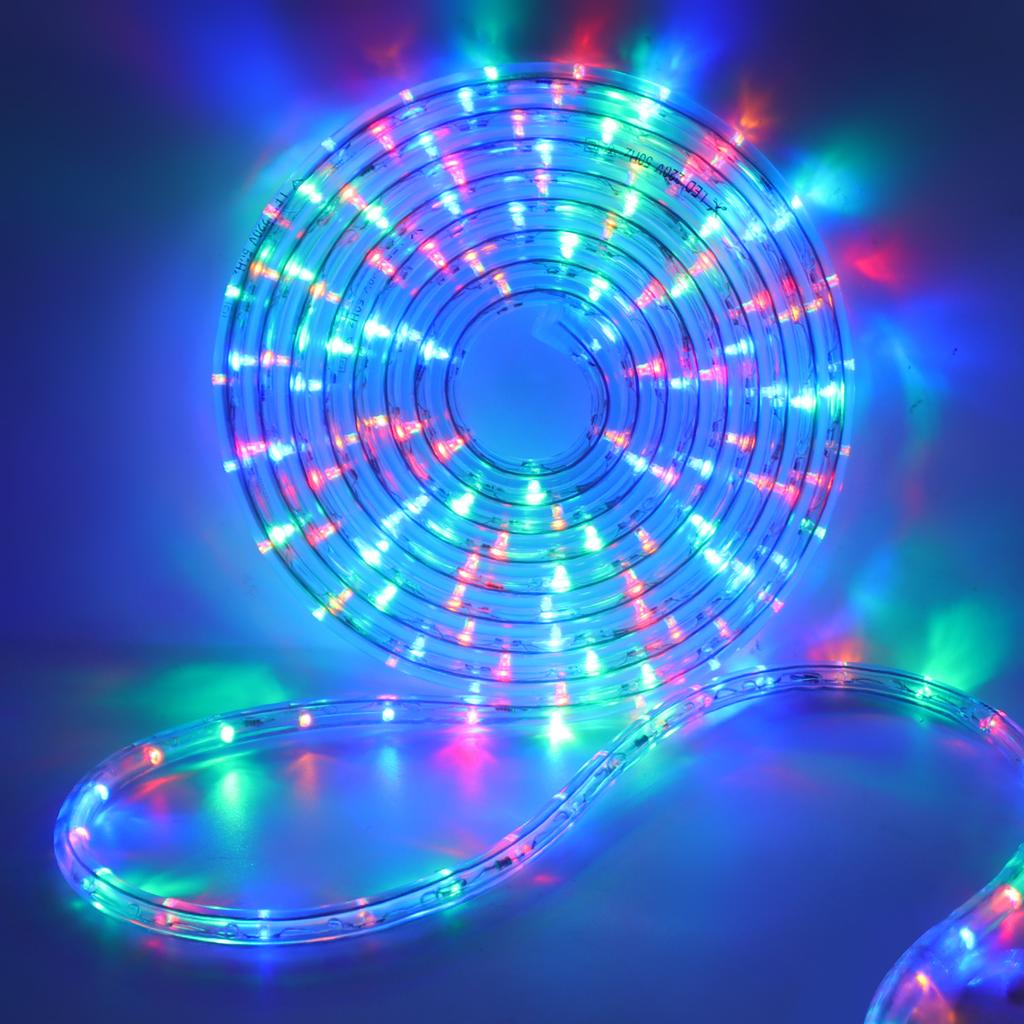 110V 220V LED Strip Light 360 Round Rainbow RGB Neon Tube Light Flexible LED Tape Rope 8 Modes Waterproof Stripe Lamp Christmas