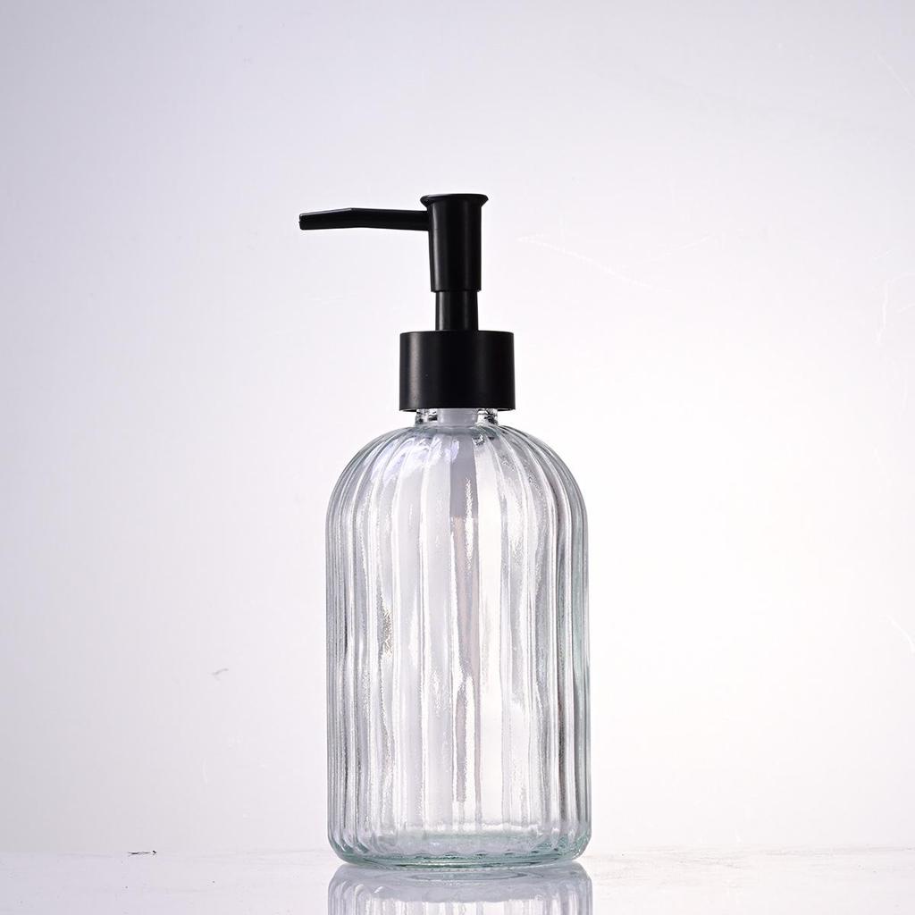 Nordic Large Capacity Vertical Stripe Glass Bottle for Hand Sanitizer, Shampoo, or Shower Gel
