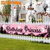 Halloween Birthday Princess Banner, Jack-O'-Lanterns Bats & Haunted House Design, Polyester Outdoor Indoor Garden Porch Fence Decoration