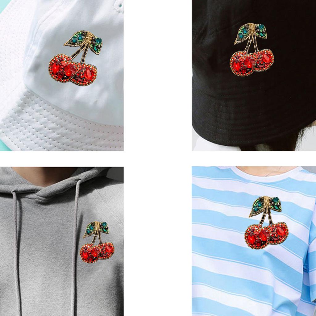 Elegantní nášivka z látky s kamínky ve tvaru třešně k našití pro ženy, nadšence do ručních prací, módní návrháře, ručně vyráběné sady