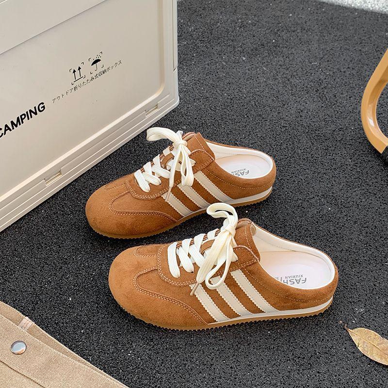 Baotou half slippers women wear new yellow women without heels and one pedal lazy