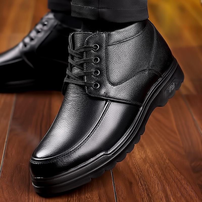 Fashion Shoes for Men 2024 New Winter Fashion Cotton Shoes Men's Plush Thickened Leather Business Casual Snow Boots Zapatillas Hombre